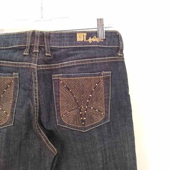 KUT FROM THE KLOTH Embellished Pockets Jeans 6 Boot Cut Dark Wash Jeans Blingy - Picture 6 of 8